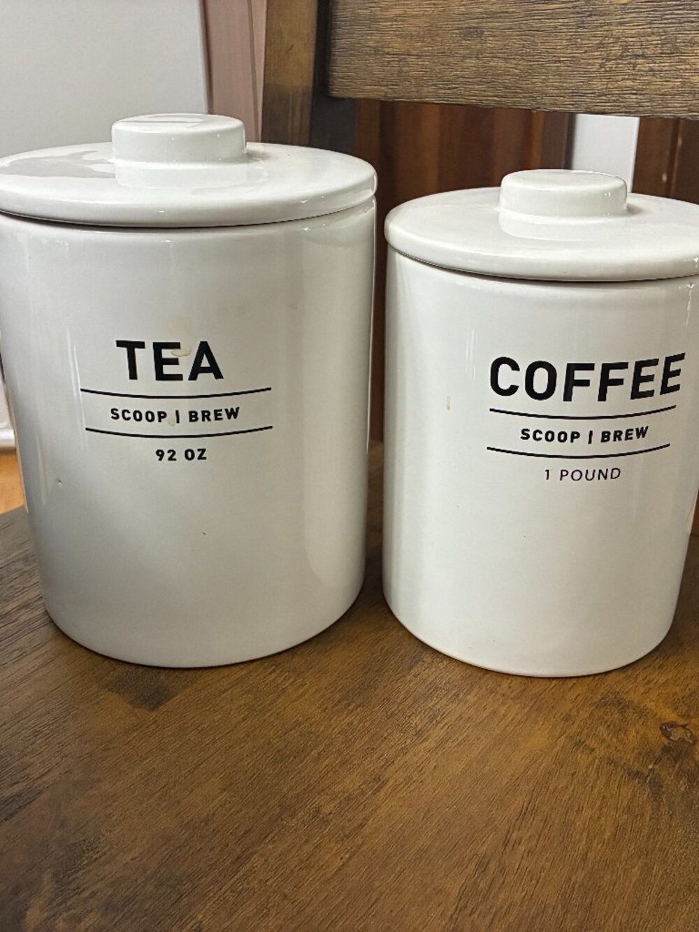 West Elm Utility Stoneware Kitchen Canisters, Set of 2, Coffee, Tea